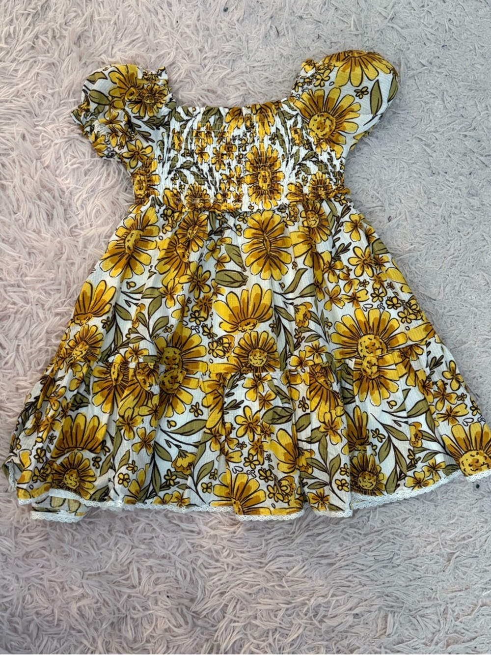Sunflower Floral Yellow Girls' Summer Dress
